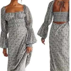 Free People AGLOW Midi Chiffon Dress in Gray Z19-30
